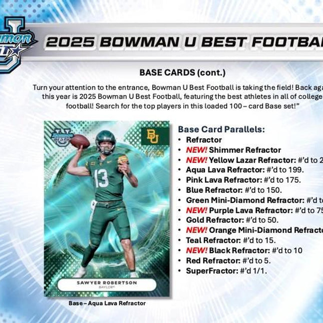NFL #325 - PYP 2025 Bowman's Best University Hobby x 2 Boxes!