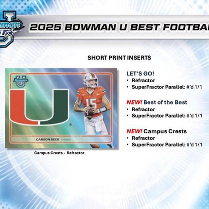 NFL #325 - PYP 2025 Bowman's Best University Hobby x 2 Boxes!