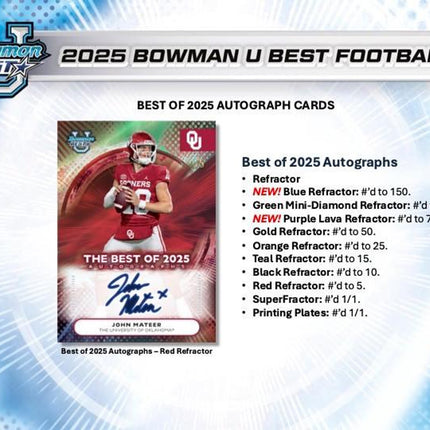NFL #325 - PYP 2025 Bowman's Best University Hobby x 2 Boxes!
