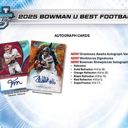 NFL #325 - PYP 2025 Bowman's Best University Hobby x 2 Boxes!