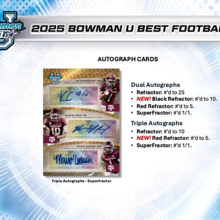 NFL #325 - PYP 2025 Bowman's Best University Hobby x 2 Boxes!