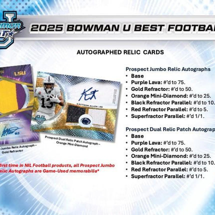 NFL #325 - PYP 2025 Bowman's Best University Hobby x 2 Boxes!