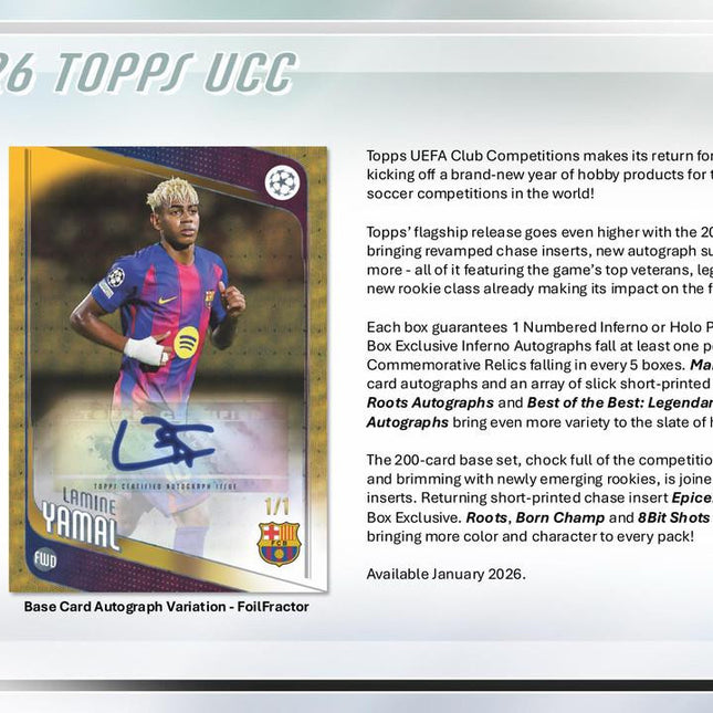 Soccer #779 - PYT 2025-26  Topps UEFA Club Competitions Value Box Case x 40 Boxes