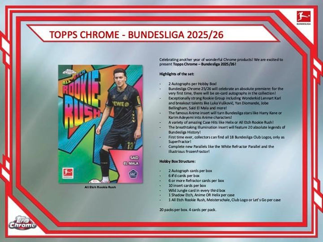 Soccer #794 - PYC 2025-26 Topps Bundesliga Chrome Hobby Full Case x 12 Boxes!!!!
