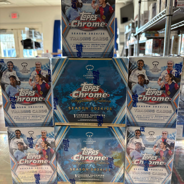 Soccer #775 - PYT 2025 UEFA Women's Chrome Mixer Sapphire x 2 Boxes and Value Boxes x 5 Boxes