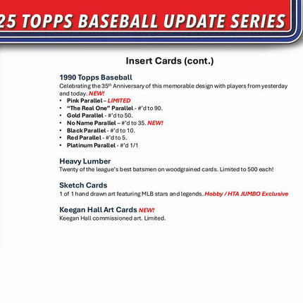 MLB #537 - PYT 2025 Topps Update Series Jumbo Case x 6 Boxes!!!!!