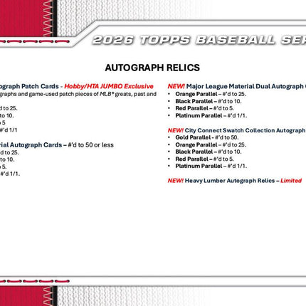 MLB #573 - PYT 2026 Topps Series 1 Jumbo Case Break x 6 Boxes