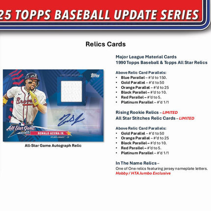 MLB #537 - PYT 2025 Topps Update Series Jumbo Case x 6 Boxes!!!!!
