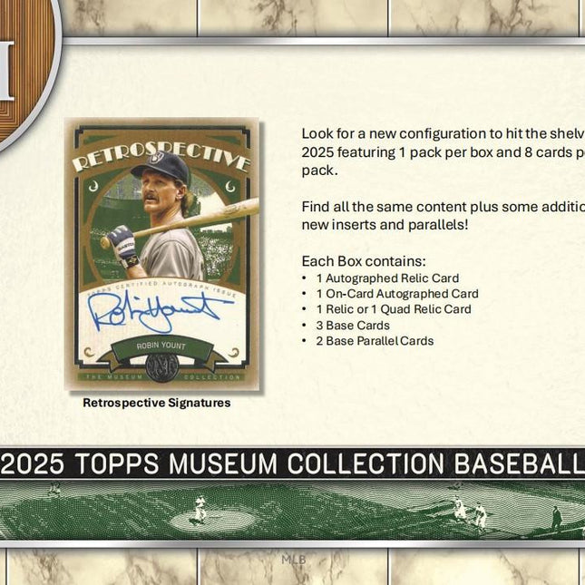MLB #556 - PYT 2025 Topps Museum Collection Baseball Hobby X 2 Boxes
